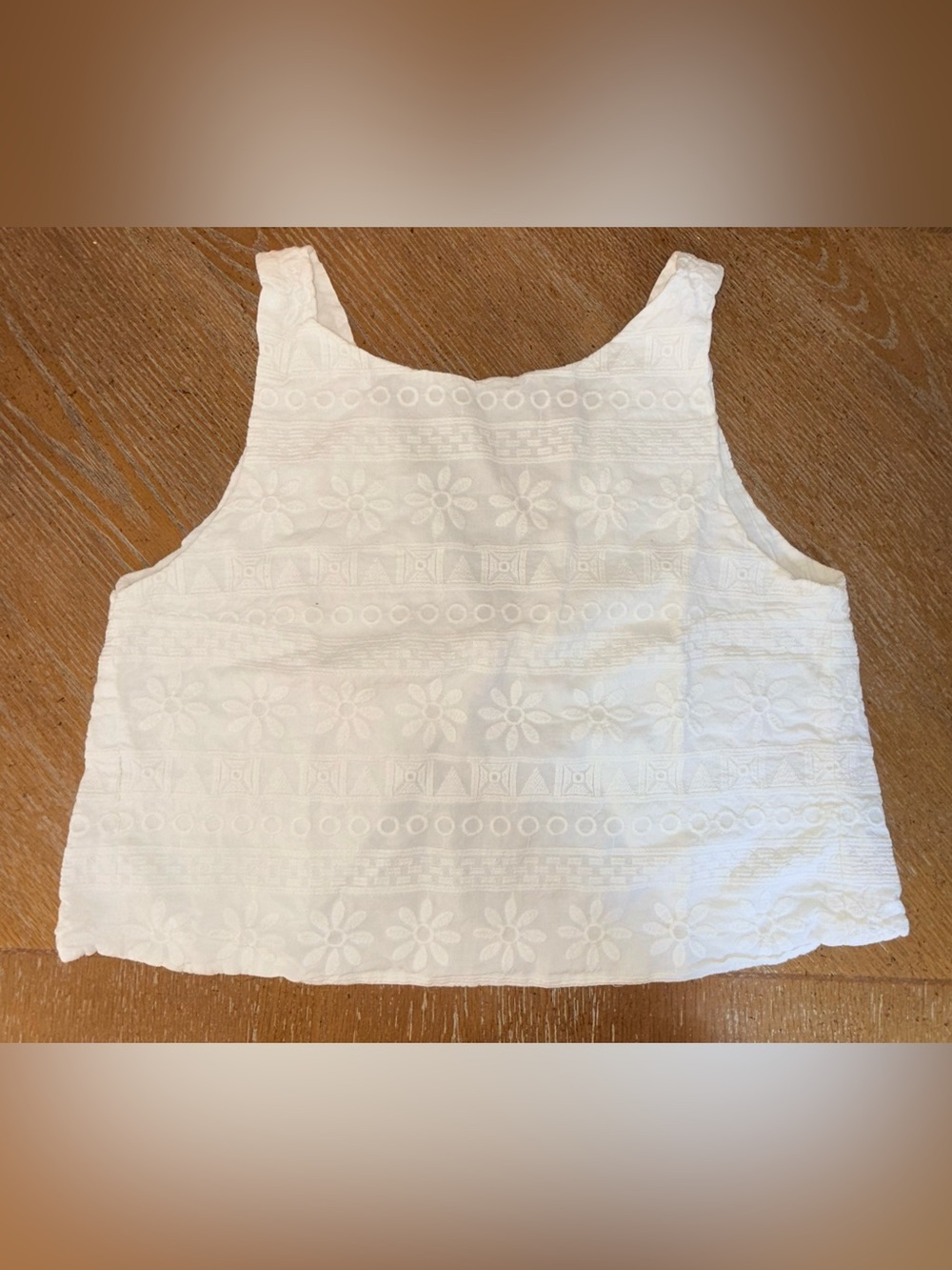 Zara White Embroidered Cropped Tank Top